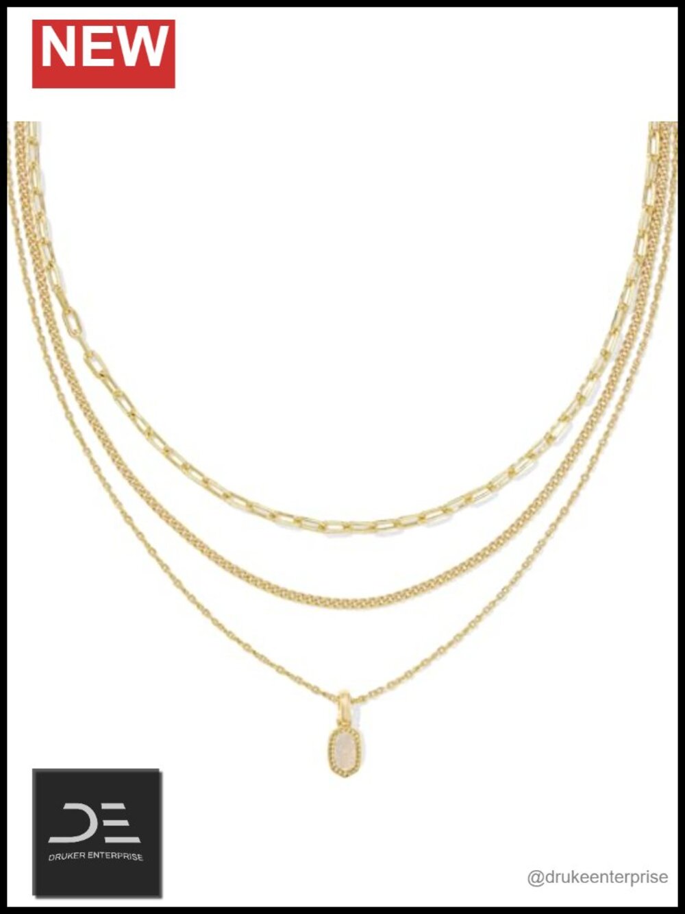 Gold Plated Layered Pendant Necklace with Lobster Clasp